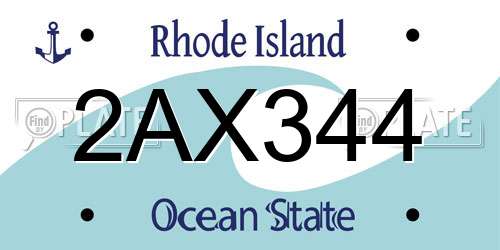 2AX344 Rhode Island License Plate