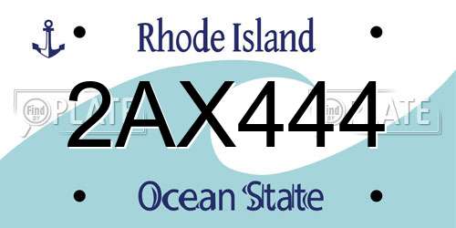 2AX444 Rhode Island License Plate