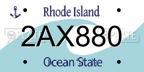 2AX880 Rhode Island License Plate