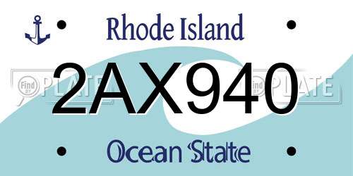 2AX940 Rhode Island License Plate