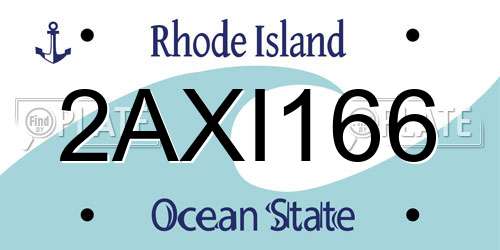 2AXI166 Rhode Island License Plate