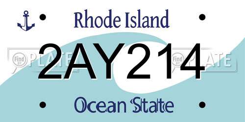 2AY214 Rhode Island License Plate