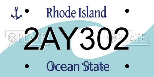 2AY302 Rhode Island License Plate