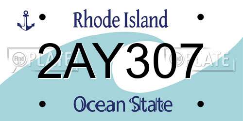 2AY307 Rhode Island License Plate