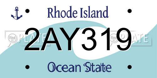 2AY319 Rhode Island License Plate