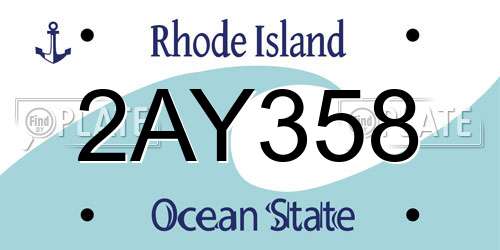 2AY358 Rhode Island License Plate