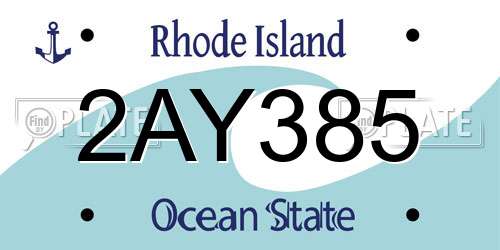 2AY385 Rhode Island License Plate