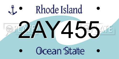 2AY455 Rhode Island License Plate