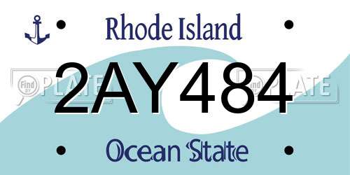 2AY484 Rhode Island License Plate