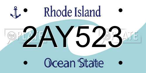 2AY523 Rhode Island License Plate