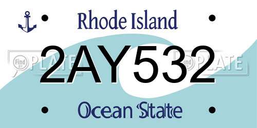 2AY532 Rhode Island License Plate