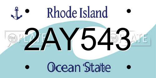 2AY543 Rhode Island License Plate