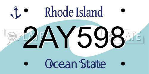 2AY598 Rhode Island License Plate