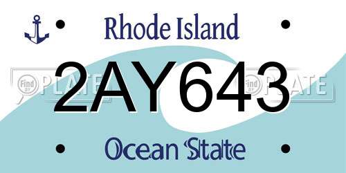 2AY643 Rhode Island License Plate
