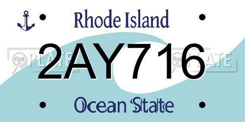 2AY716 Rhode Island License Plate