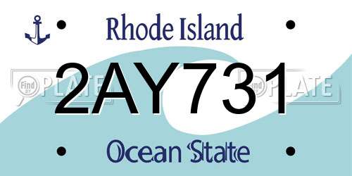 2AY731 Rhode Island License Plate