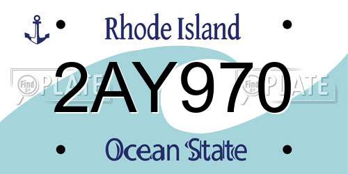 2AY970 Rhode Island License Plate