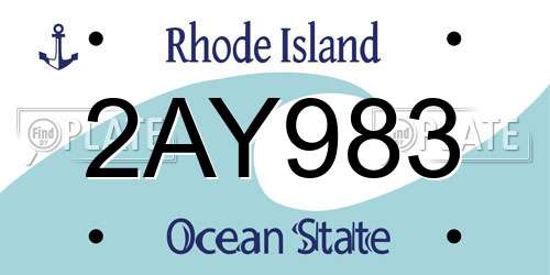 2AY983 Rhode Island License Plate