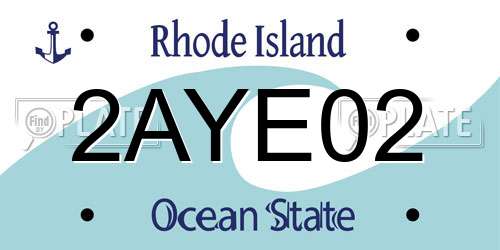 2AYE02 Rhode Island License Plate