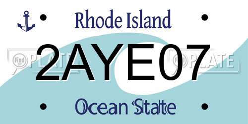 2AYE07 Rhode Island License Plate