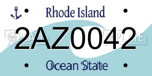 2AZ0042 Rhode Island License Plate