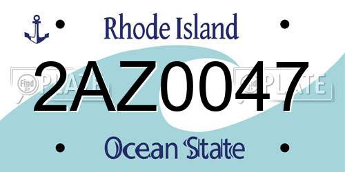 2AZ0047 Rhode Island License Plate