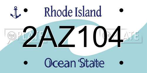 2AZ104 Rhode Island License Plate