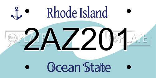2AZ201 Rhode Island License Plate