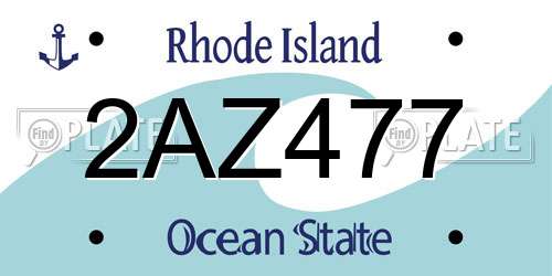 2AZ477 Rhode Island License Plate
