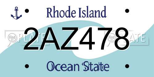 2AZ478 Rhode Island License Plate