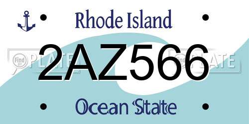 2AZ566 Rhode Island License Plate