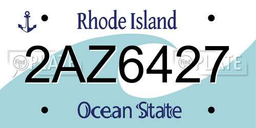 2AZ6427 Rhode Island License Plate