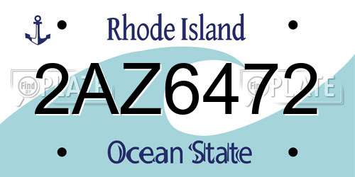 2AZ6472 Rhode Island License Plate