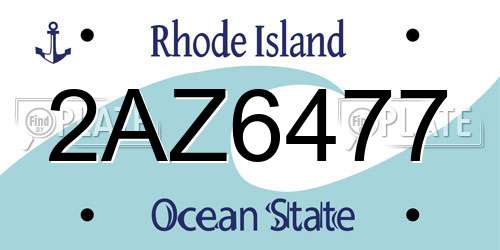 2AZ6477 Rhode Island License Plate