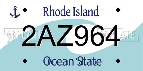 2AZ964 Rhode Island License Plate