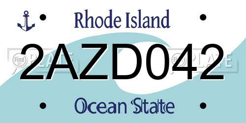 2AZD042 Rhode Island License Plate