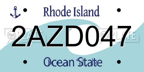 2AZD047 Rhode Island License Plate