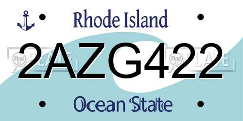 2AZG422 Rhode Island License Plate