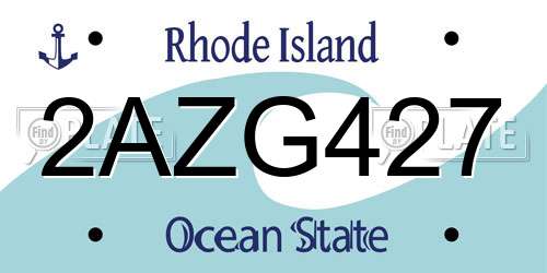 2AZG427 Rhode Island License Plate
