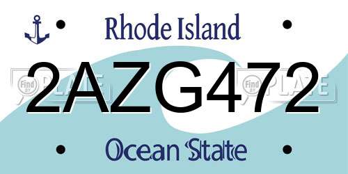 2AZG472 Rhode Island License Plate