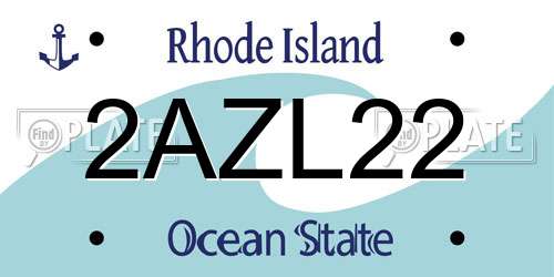 2AZL22 Rhode Island License Plate