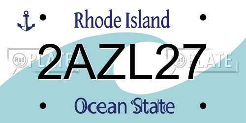 2AZL27 Rhode Island License Plate
