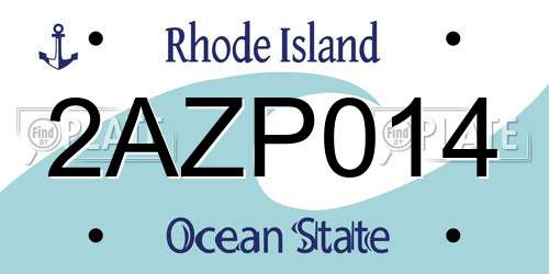 2AZP014 Rhode Island License Plate