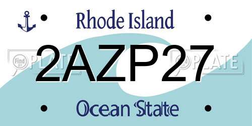 2AZP27 Rhode Island License Plate