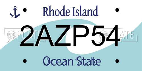 2AZP54 Rhode Island License Plate