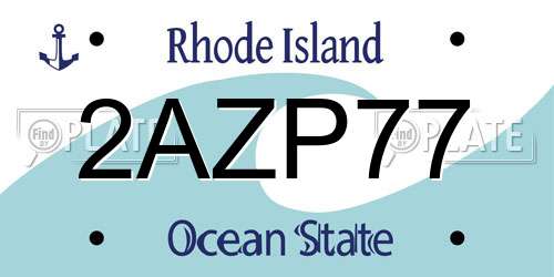 2AZP77 Rhode Island License Plate