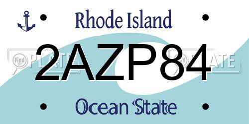 2AZP84 Rhode Island License Plate