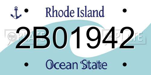 2B01942 Rhode Island License Plate