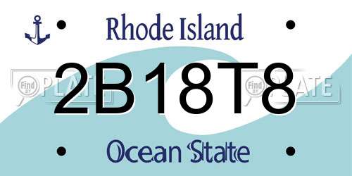 2B18T8 Rhode Island License Plate