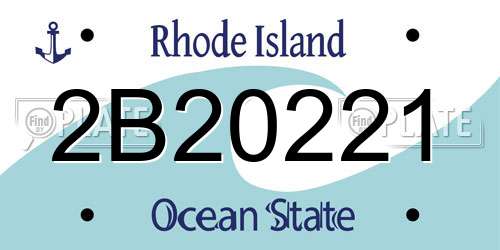 2B20221 Rhode Island License Plate